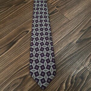 Rare Polo Handmade USA Silk Tie - Purple/Ivory w/ Subtle Embossed Pattern